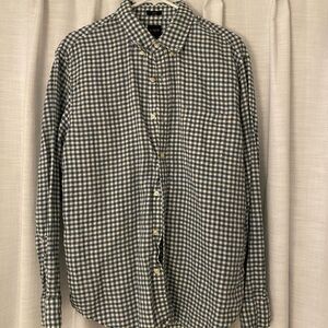 J. Crew Men's Gingham Shirt - Green and White